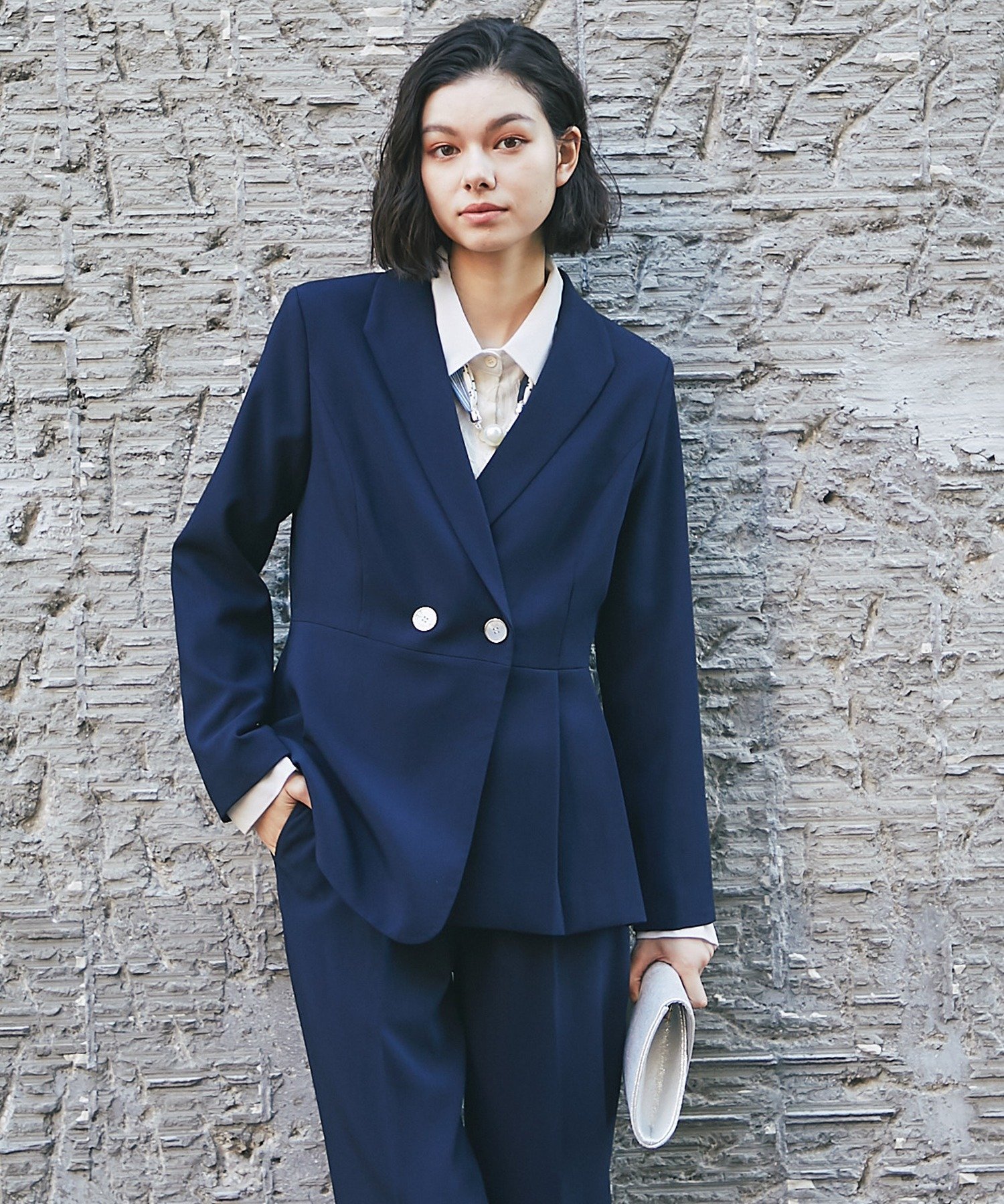 SMILE ORCHID｜プリーツ裾ペプラムジャケット&ワイドパンツ