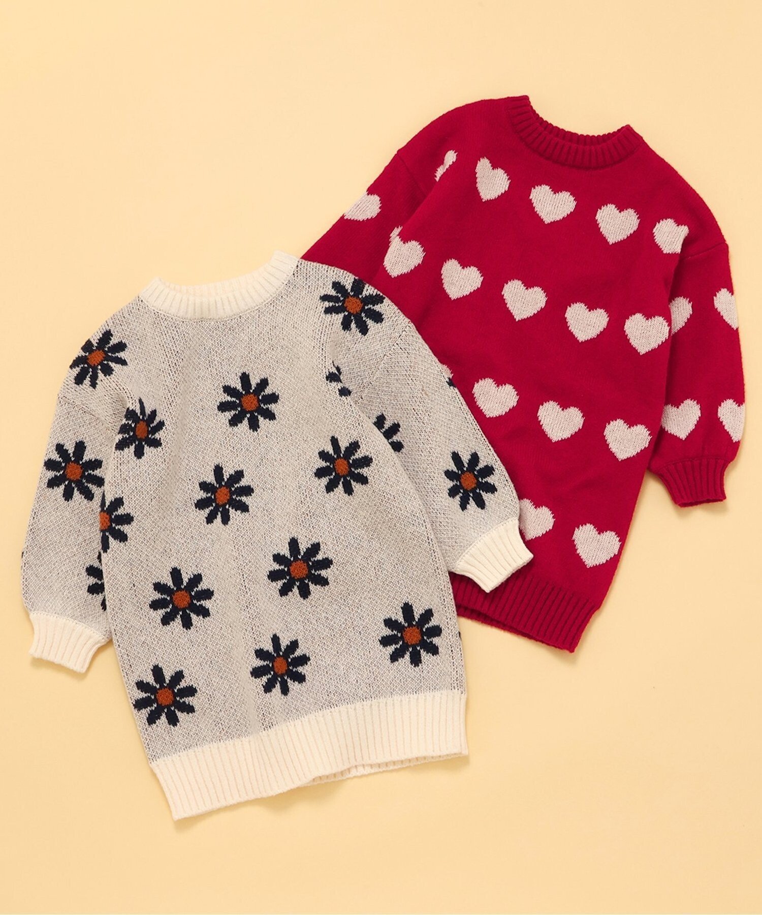 F.O.Online Store｜WEB限定 フラワー・ハートニットワンピース