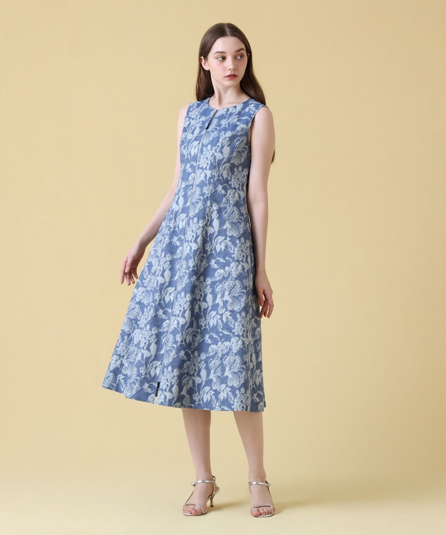 ANAYI｜デニムフラワージャガードフレア ワンピース | Rakuten Fashion