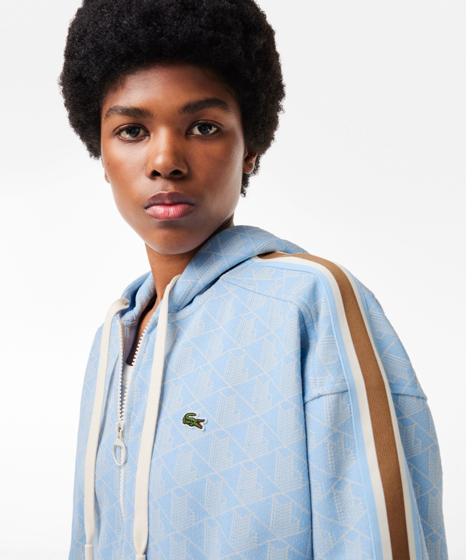 LACOSTE｜モノグラムジャカードジップアップフーディー / トラック