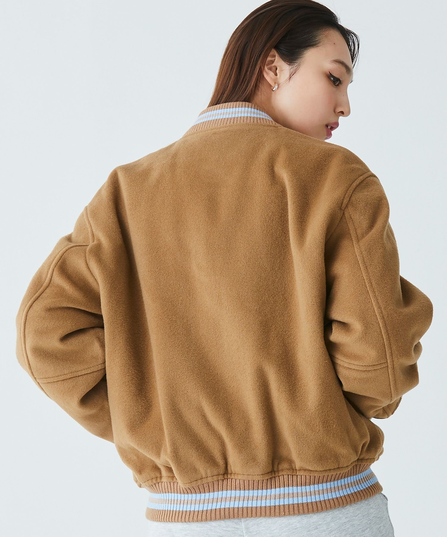 LACOSTE｜裏地キルティング ウールバーシティジャケット / スタジャン