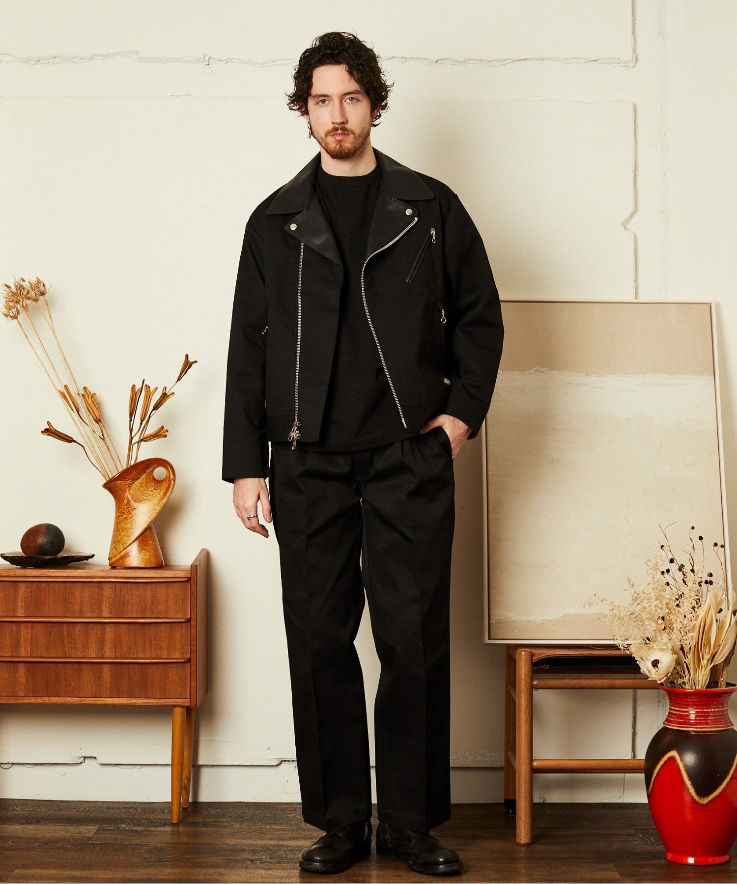 Schott｜×DICKIES/ディッキーズ/LEATHER COMB. DOUBLE RIDERS/レザー