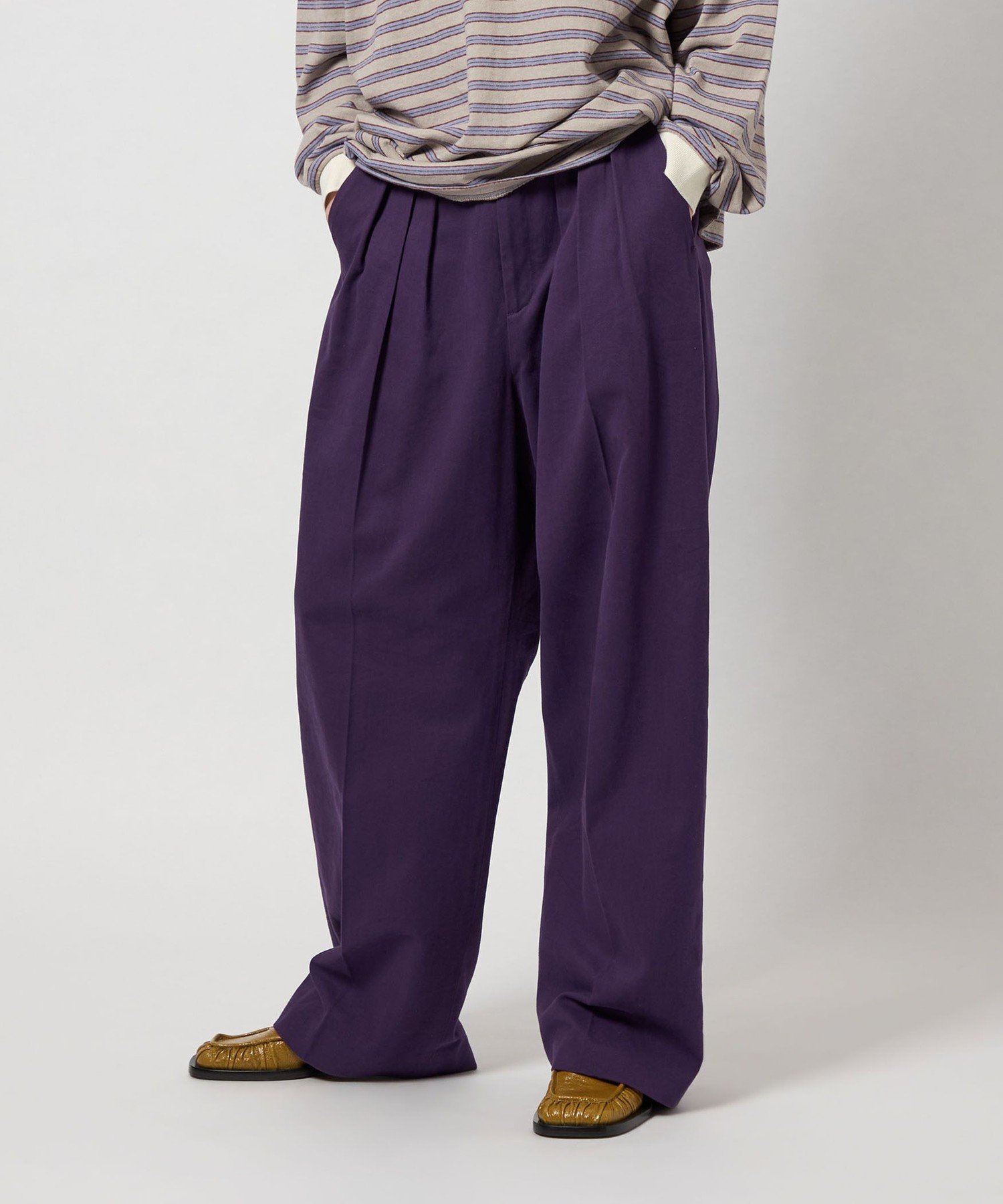 4666【美品】ドゥロワー　コットンツイルタックパンツ ツータック　スラックス コットン ナイロン ツイル タックパンツ | ブランド古着の買取・委託