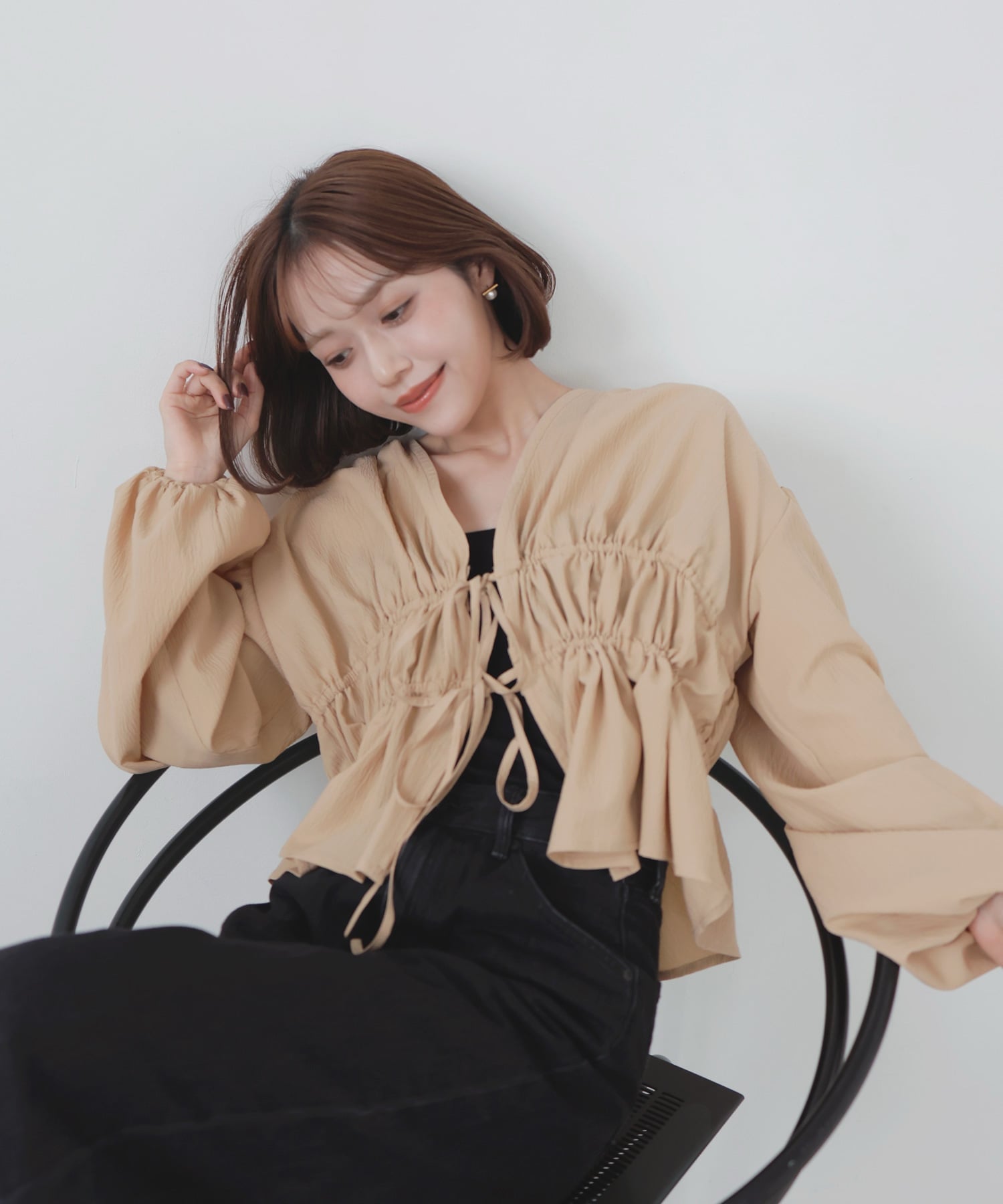 LIAN｜【mayu * LIAN】ダブルリボンシャーリングブラウス | Rakuten