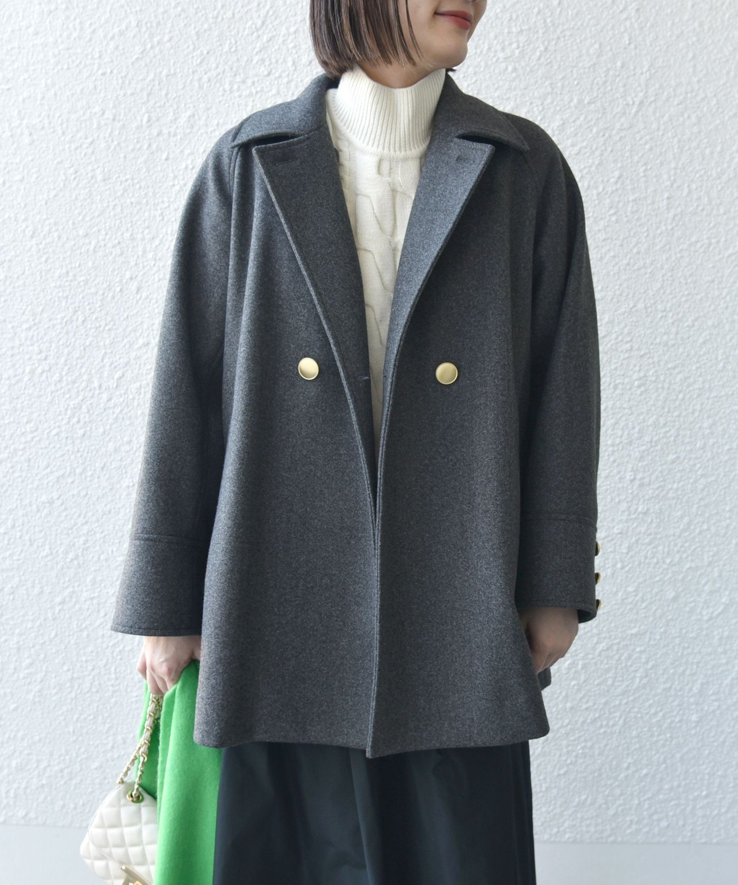 シップス　ウール ライク ジャージー メルトン　2WAY Pコート SHIPS｜【WEB限定】<手洗い可能>ウール ライク ジャージー メルトン