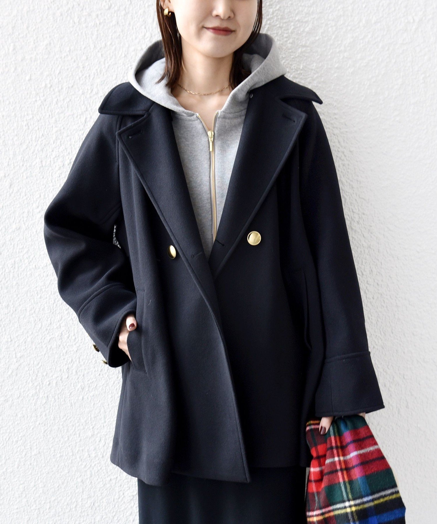 え*み様 SHIPS <手洗い可能>ウールライクジャージーメルトン 2WAY P SHIPS｜【WEB限定】<手洗い可能>ウール ライク ジャージー メルトン