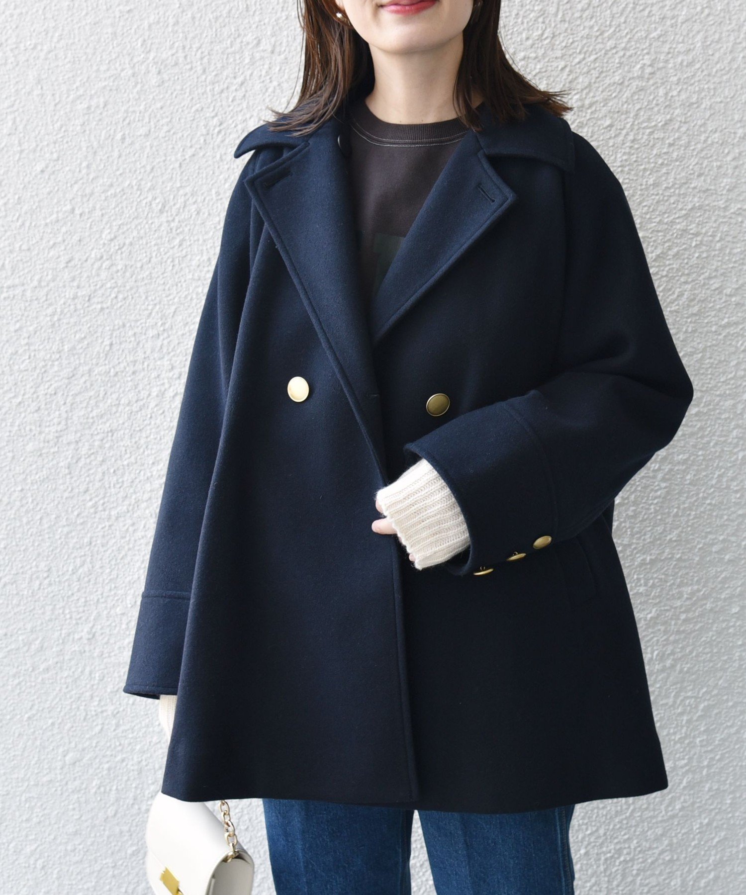 美品SHIPS大人可愛い25AWウールライクジャージーメルトン2WAY Pコート SHIPS｜【WEB限定】<手洗い可能>ウール ライク ジャージー メルトン