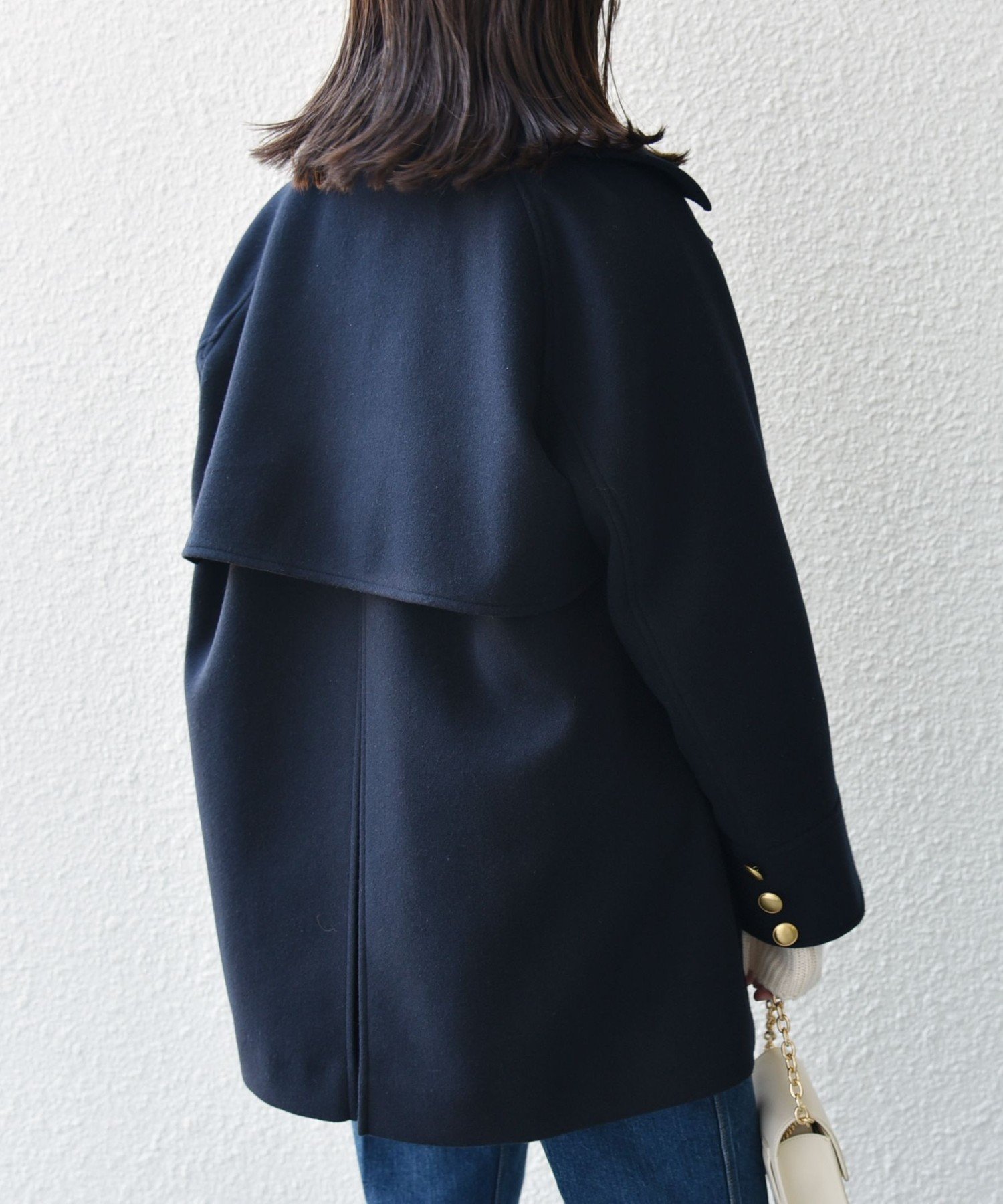 ほぼ新品SHIPSシップスウール ライク ジャージー メルトン2WAY Pコート SHIPS｜【WEB限定】<手洗い可能>ウール ライク ジャージー メルトン