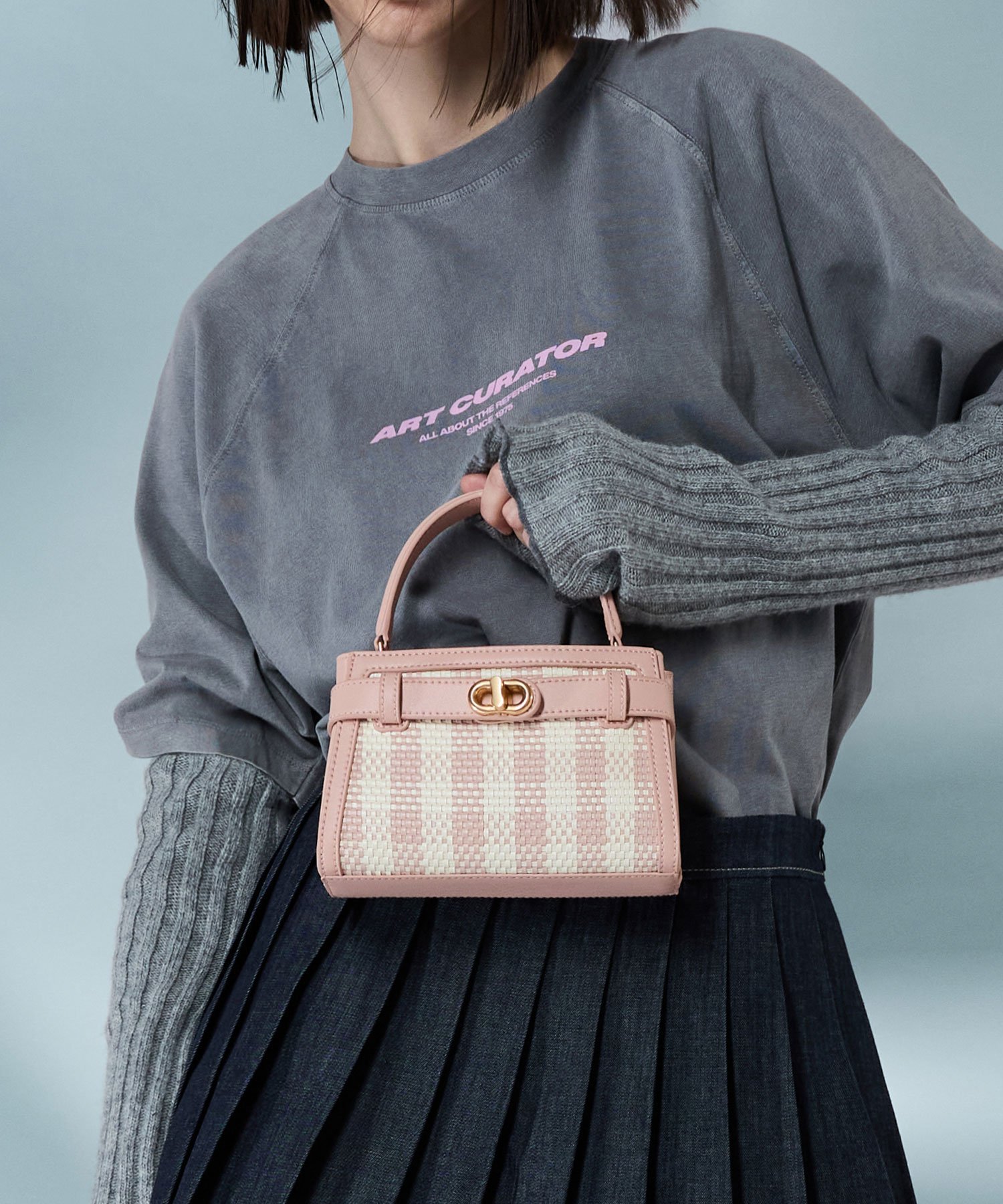 CHARLES & KEITH｜Aubrielle オブリエル チェッカートップハンドル