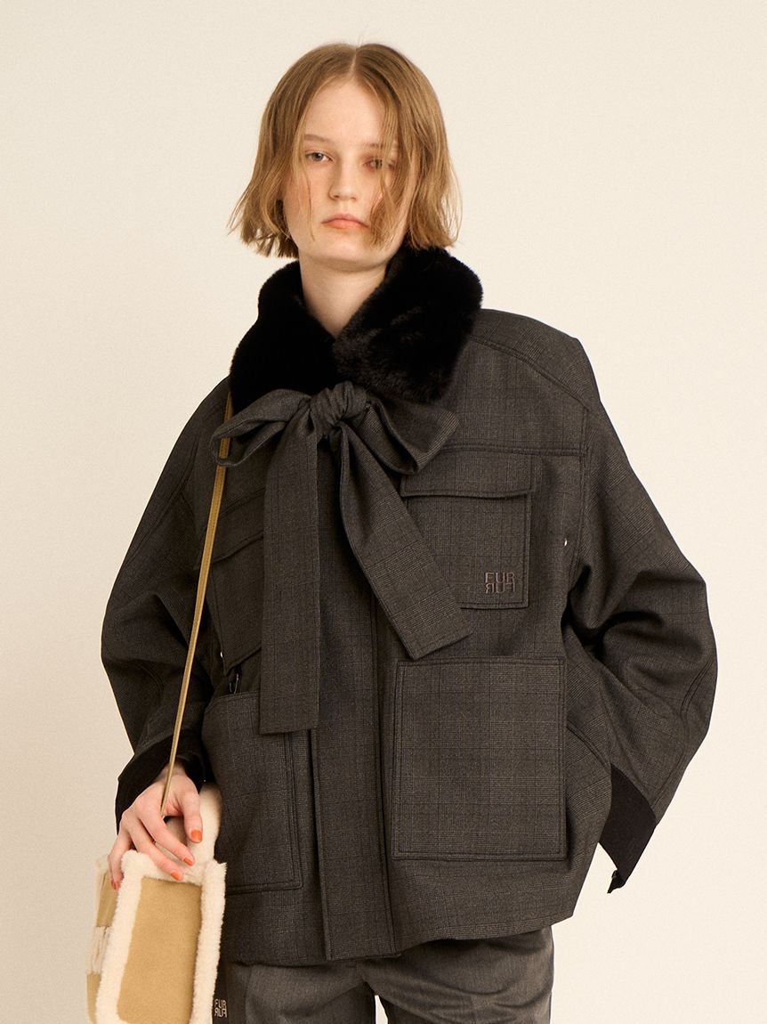 FURFUR｜パデットボウタイワークブルゾン | Rakuten Fashion(楽天