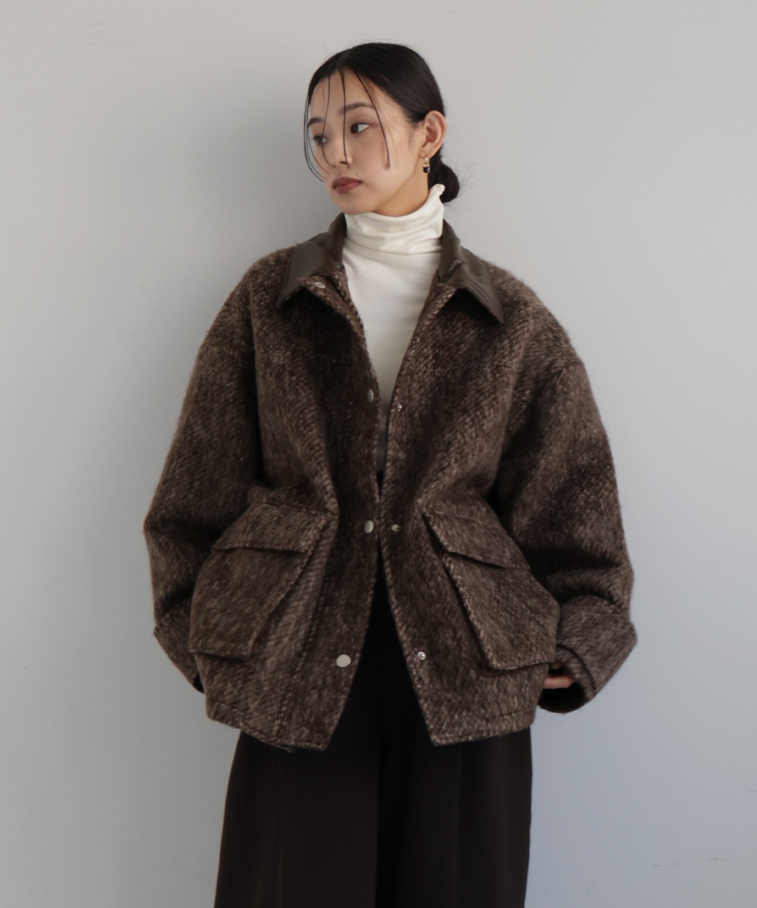 hellam｜レザーカラーシャギーコート | Rakuten Fashion(楽天