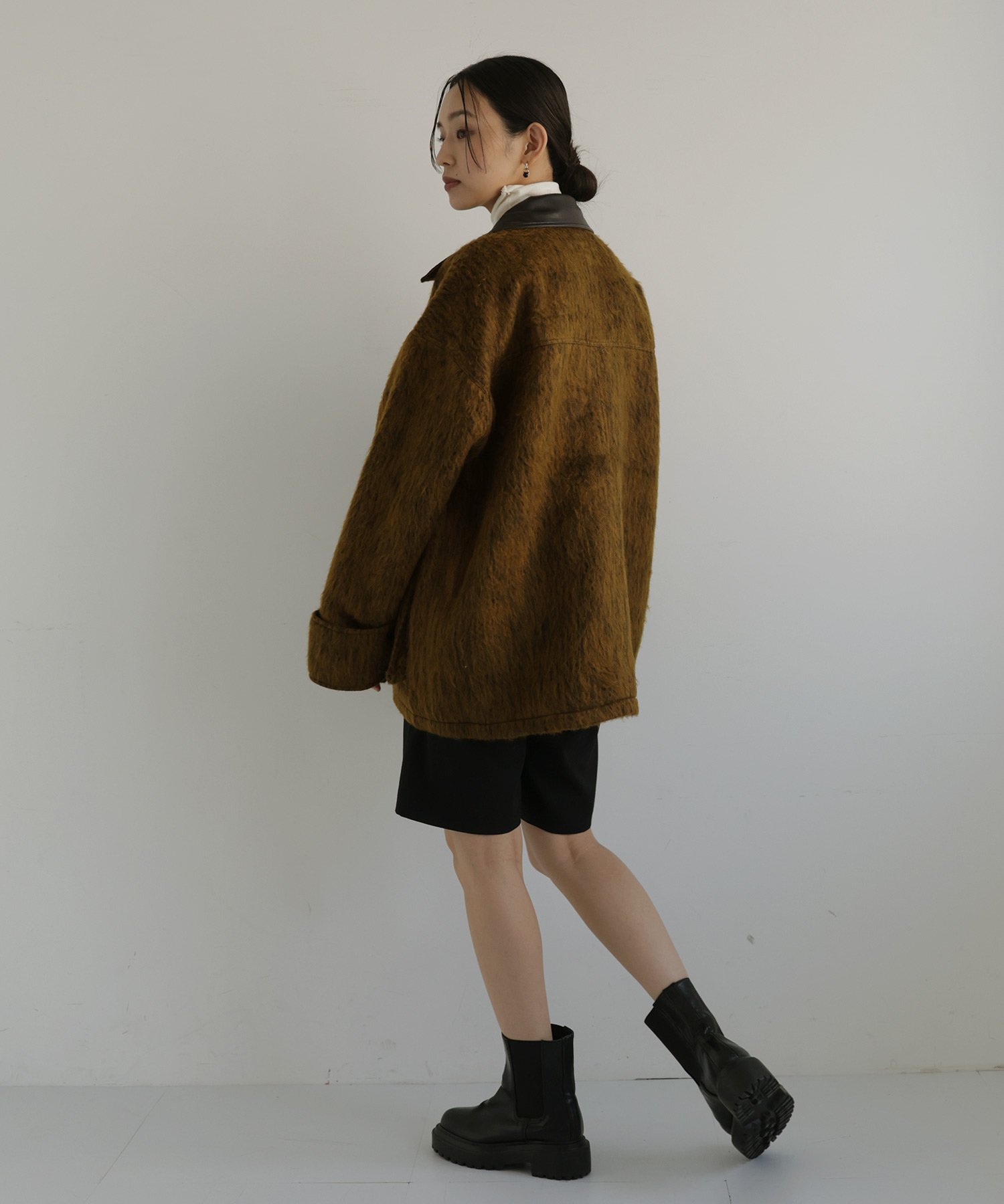 hellam｜レザーカラーシャギーコート | Rakuten Fashion(楽天