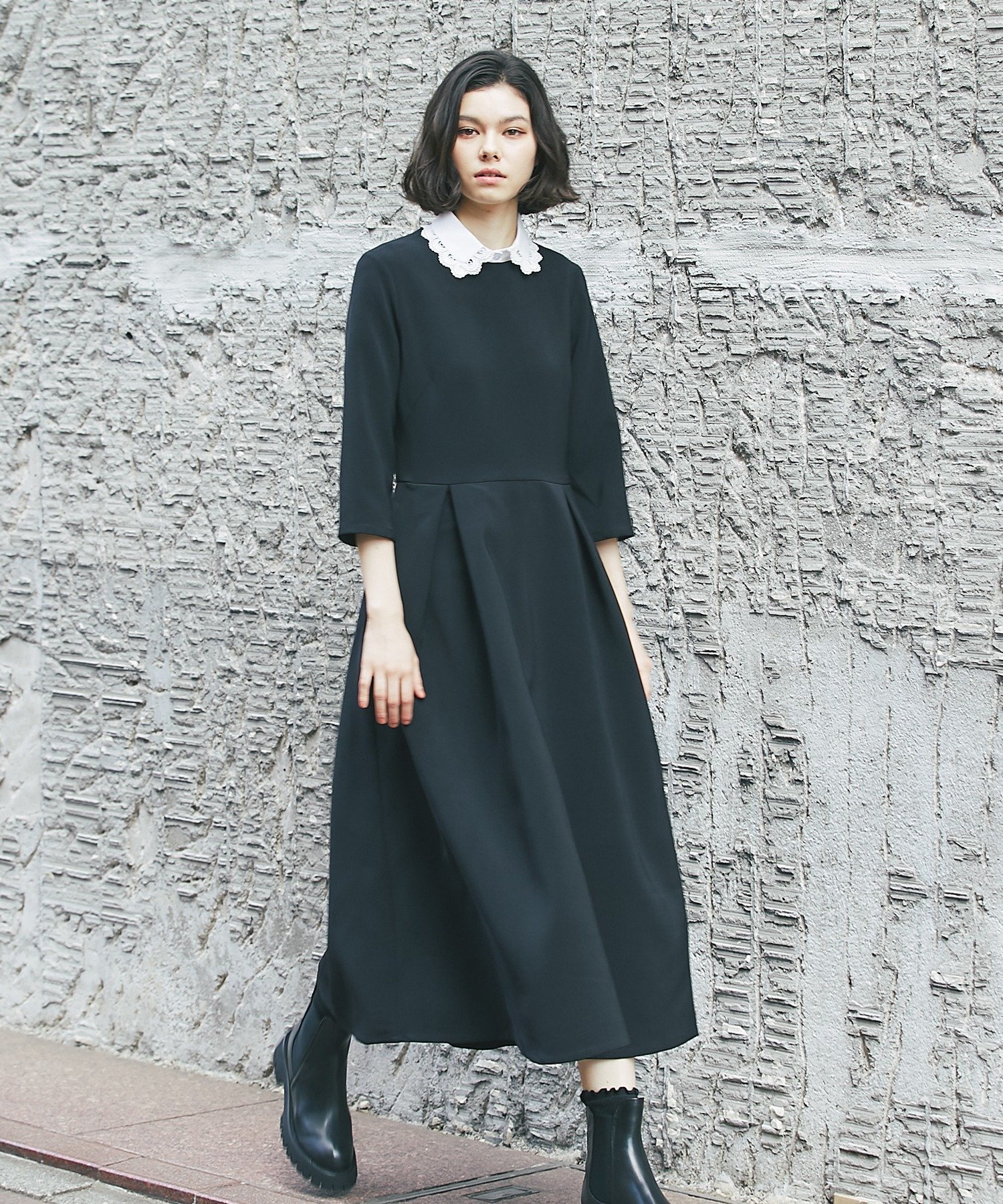 SMILE ORCHID｜付け襟つきロング丈ワンピース | Rakuten Fashion(楽天