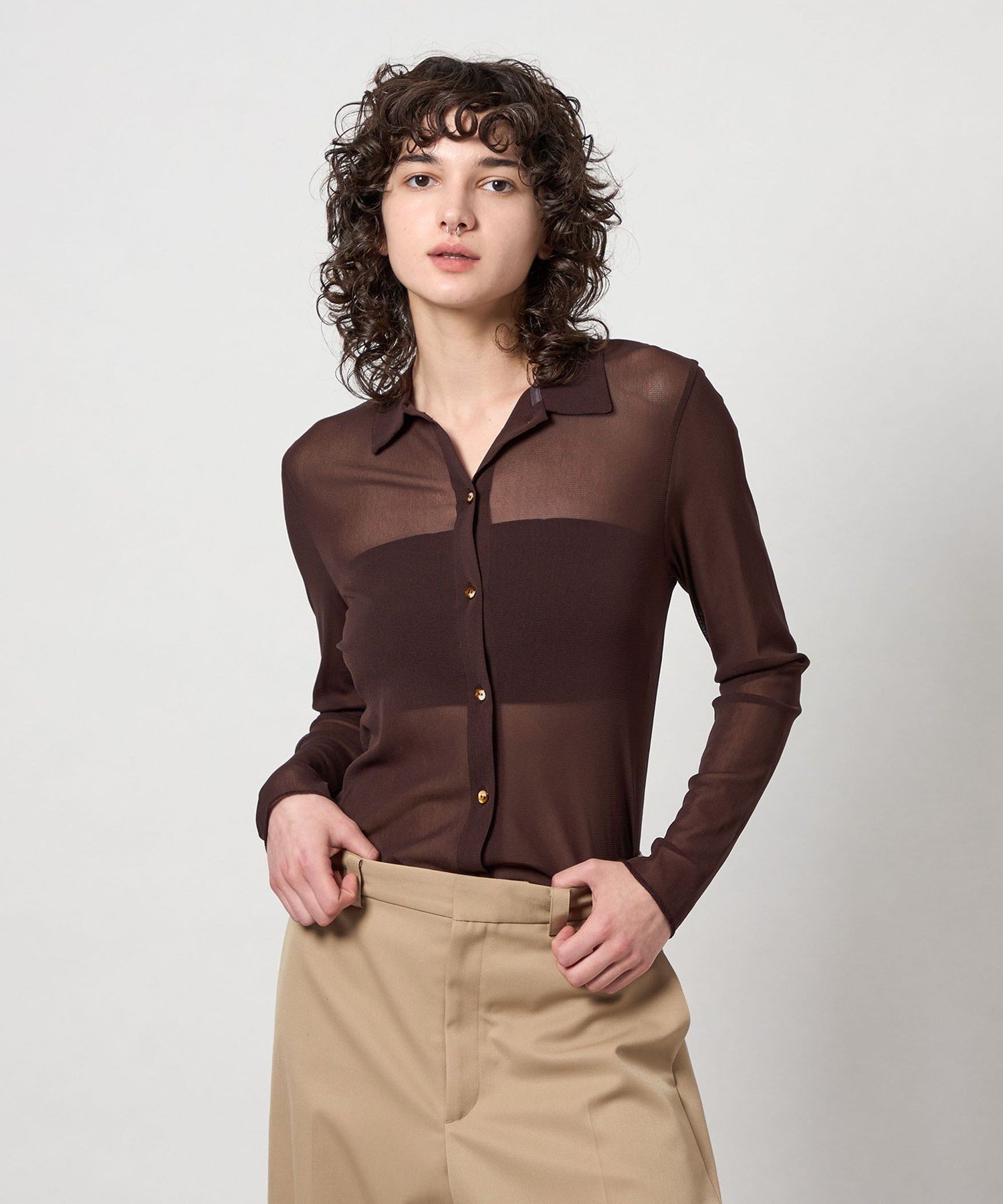 6 ROKU ナイロン チュール シャツ 6(ROKU)＞ナイロン チュール シャツ