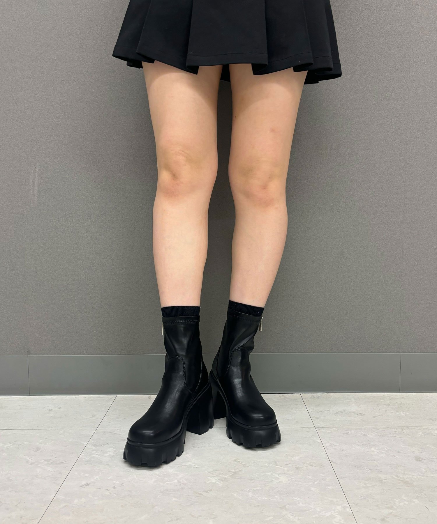 EVOL｜サイドファスナー10cm厚底ショートブーツ | Rakuten Fashion