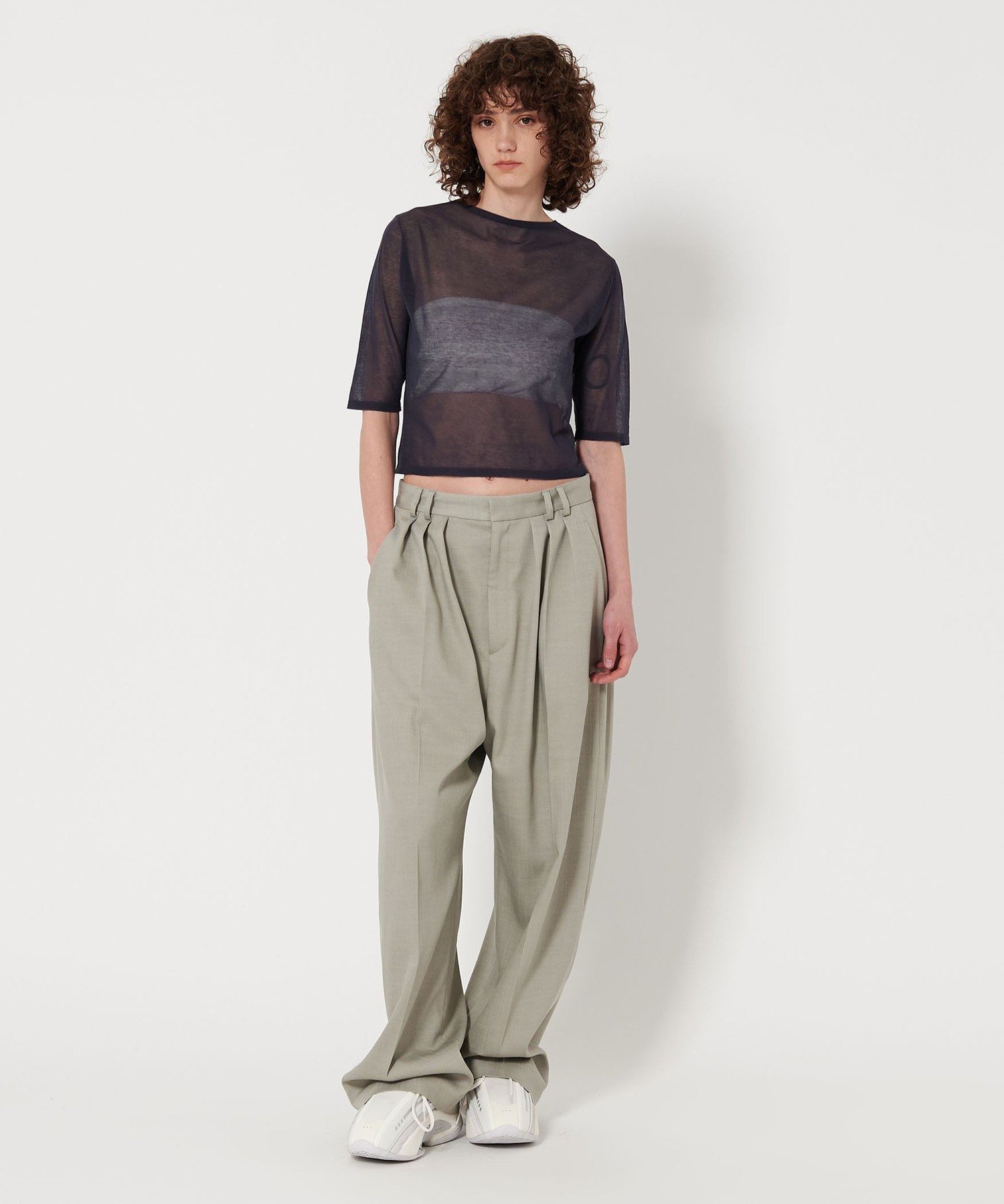 【新品☆タグ付き】大人気☆rokuパンツ 6 スラックス パンツ 「6(ROKU)」タック パンツ ネイビー レディース