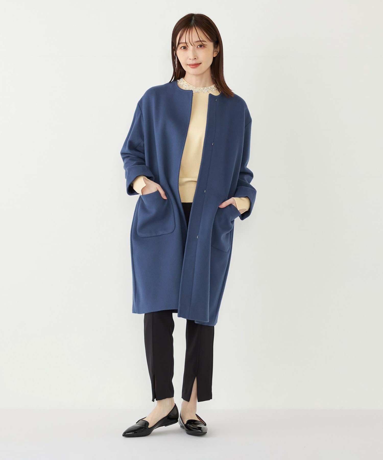 SHIPS｜SHIPS Colors: ウール バックプリーツ ノーカラーコート