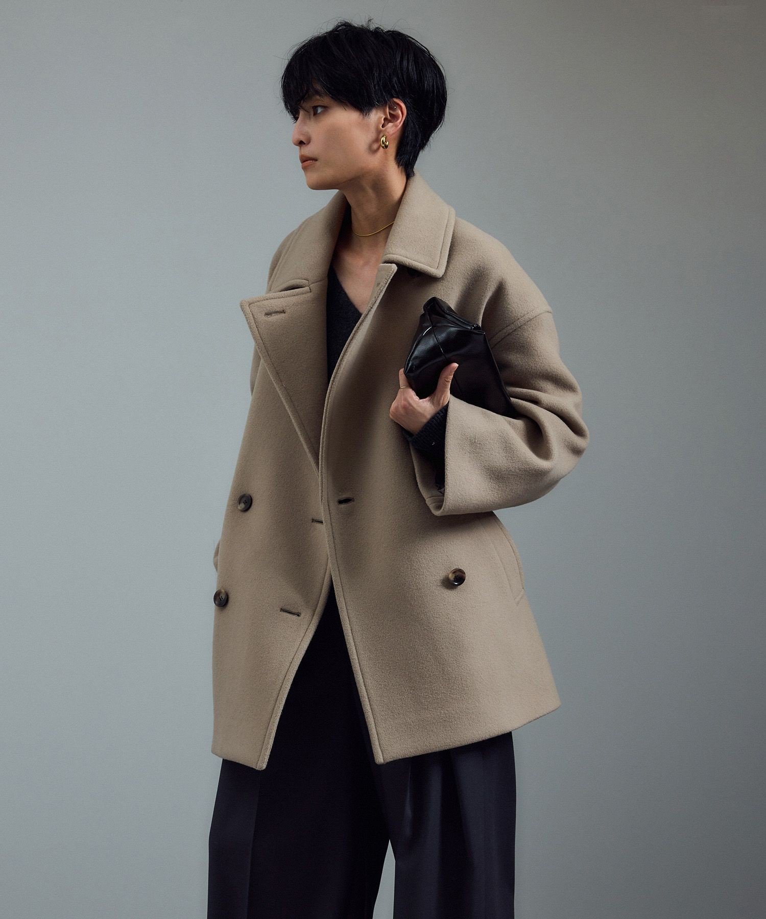 新品　SALON adam et ropé MANTECOウールPコート 黒 SALON adam et ropé(サロン アダム エ ロペ) / ＜追加＞【WEB限定