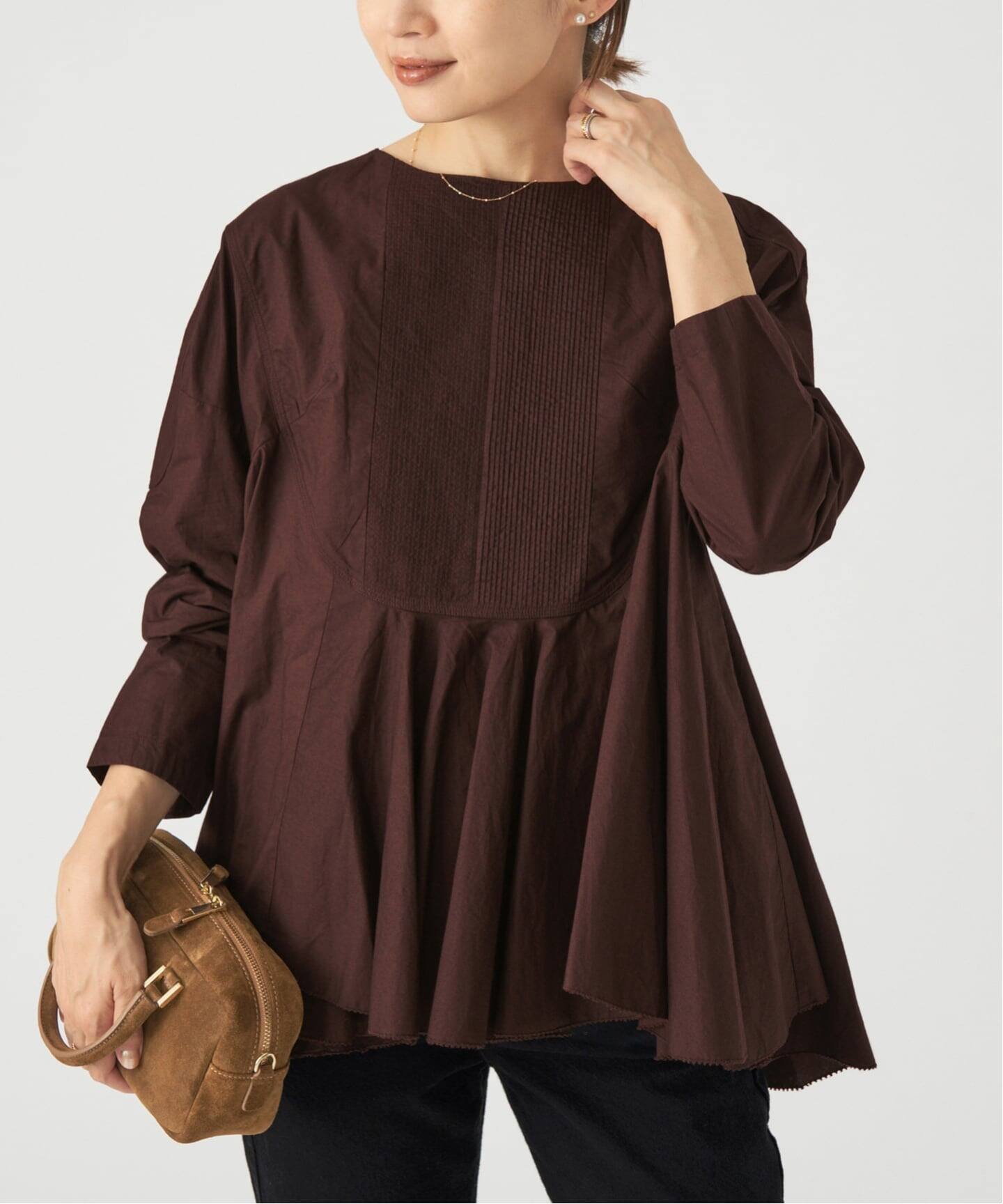 IENA｜AAYUSHI/アユーシ 別注 フロントピンタックペプラムブラウス