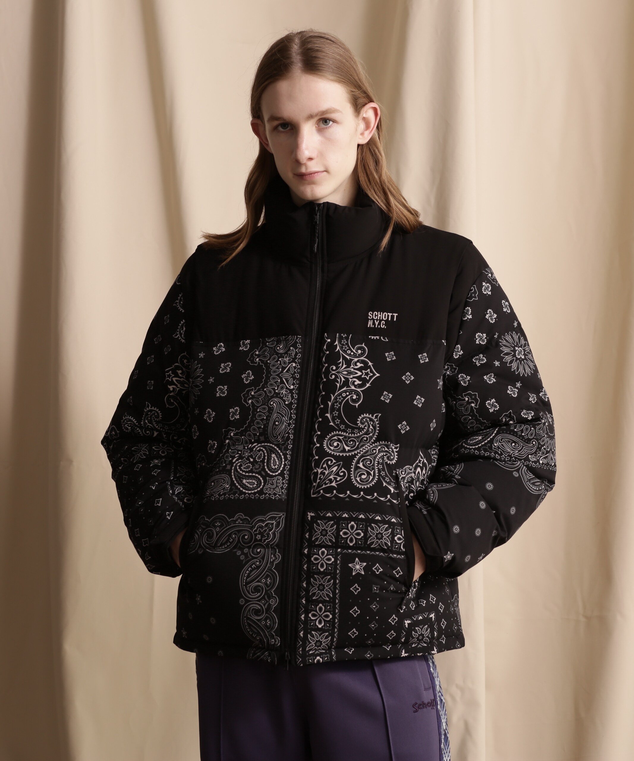 Schott｜2WAY 2TONE DOWN JACKET/2ウェイ 2トーン ダウンジャケット