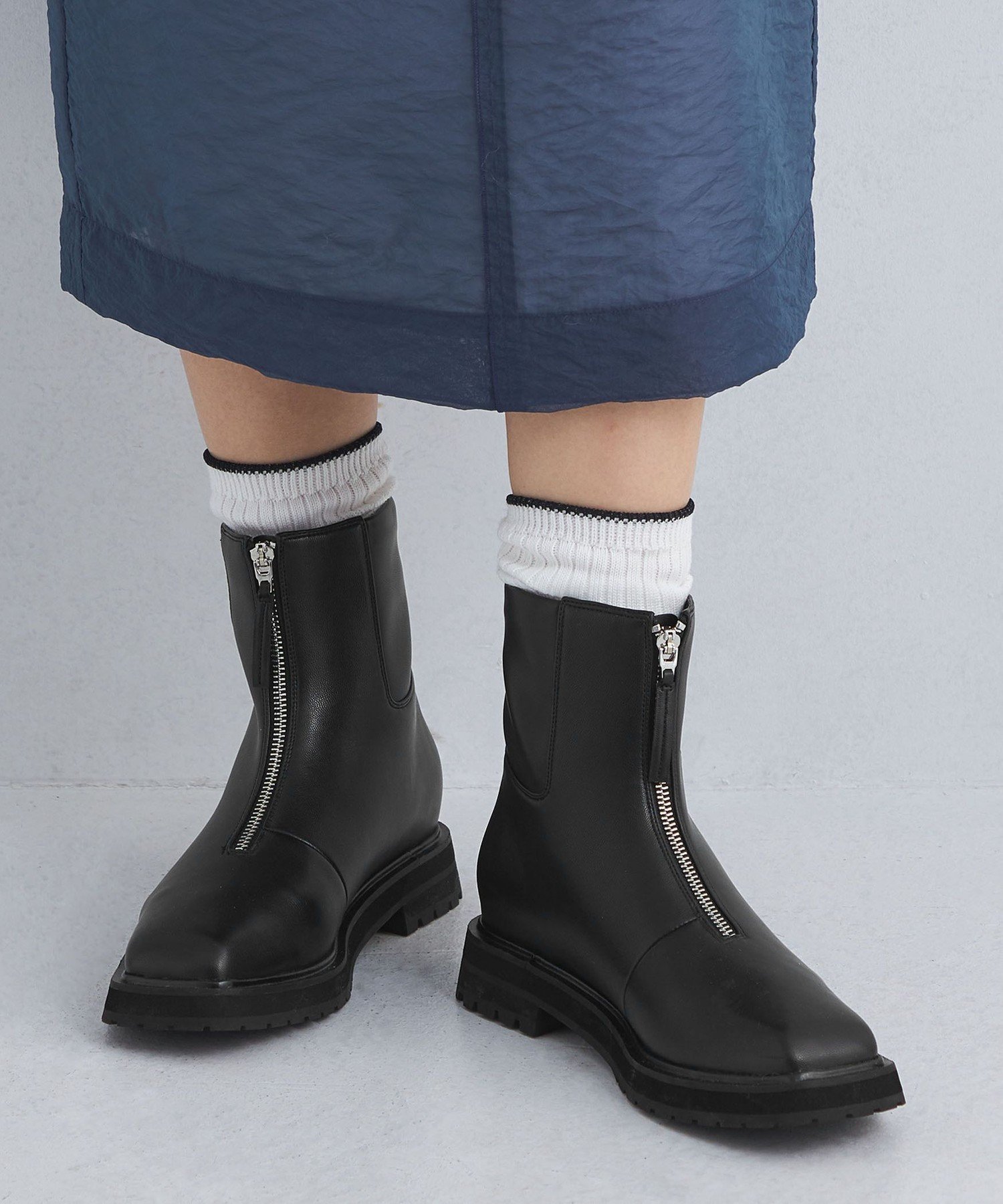 UNITED ARROWS LTD. OUTLET｜フロントZIP ショートブーツ -撥水