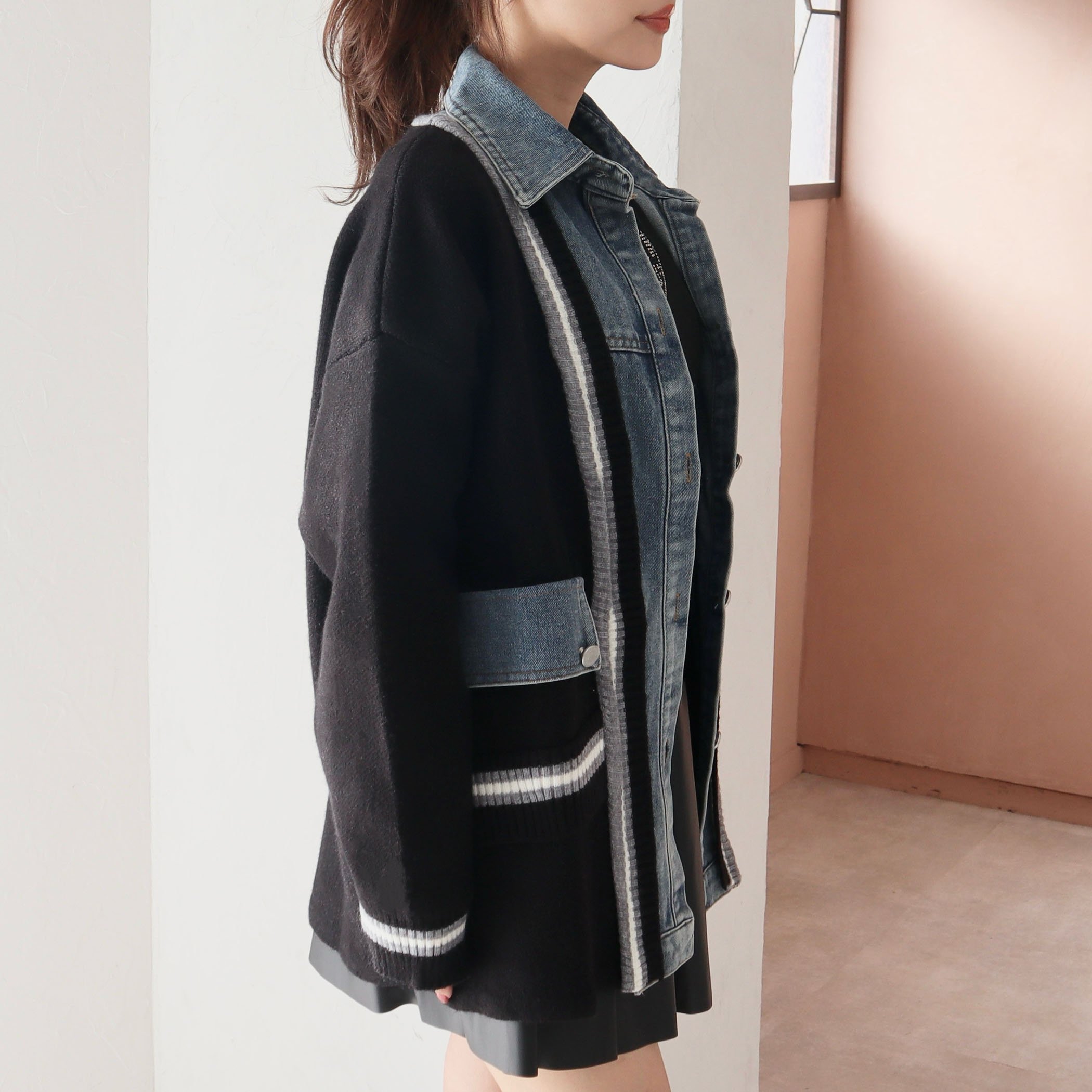 CECIL McBEE｜デニム使いニットカーディガン | Rakuten Fashion(楽天