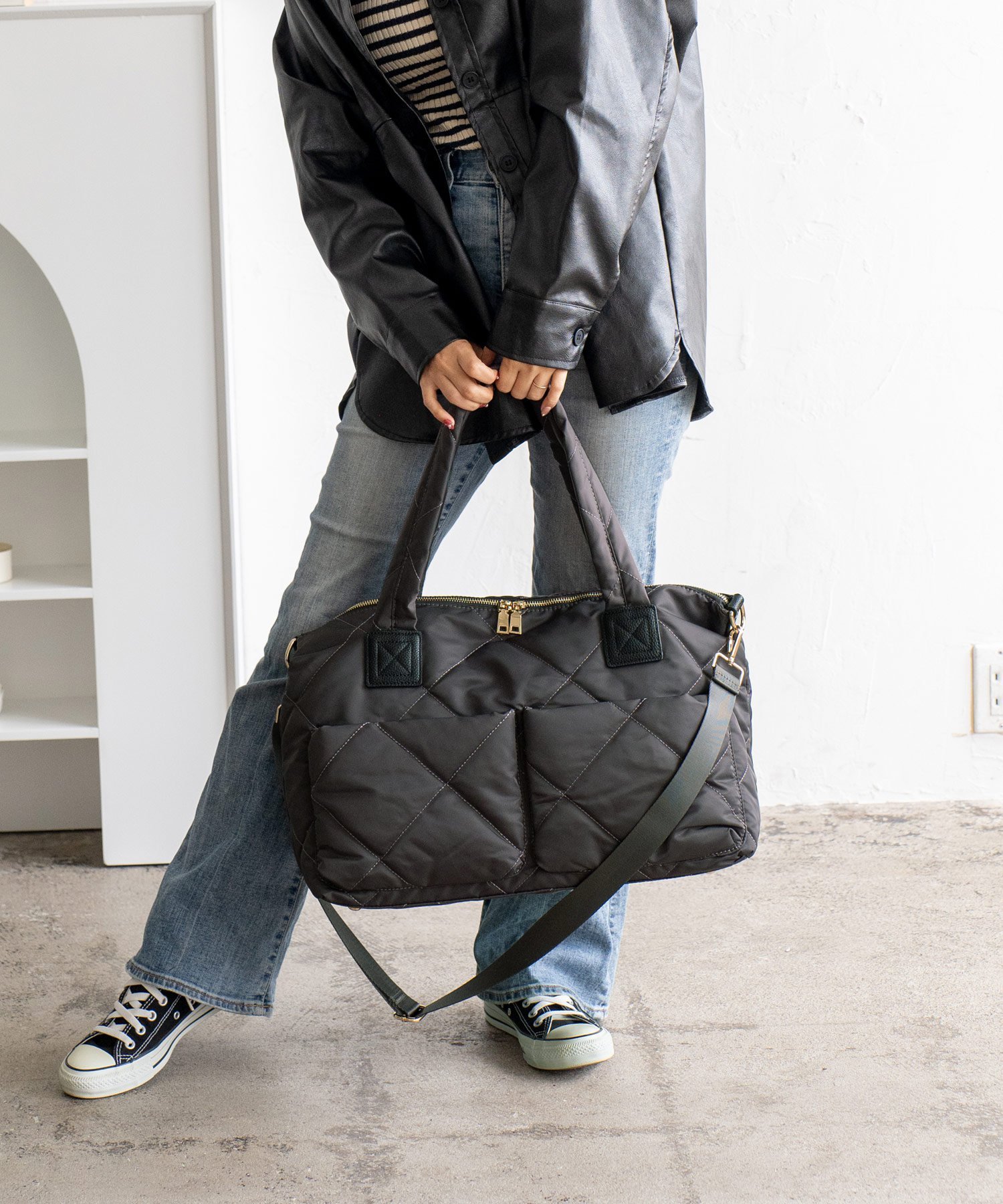 VitaFelice｜キルティング2wayナイロンビッグトートバッグ旅行バッグ