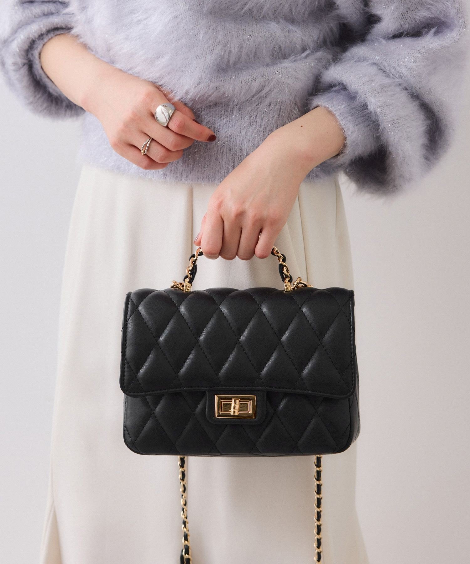 VIS｜チェーンハンドルキルティングショルダーバッグ/2WAY・一部WEB