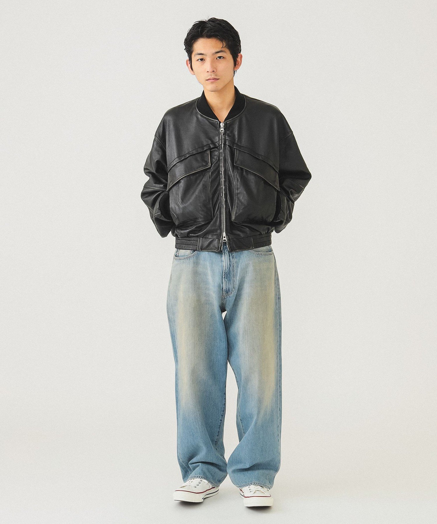BEAMS MEN｜ユーズド加工 レザー ショートブルゾン | Rakuten Fashion