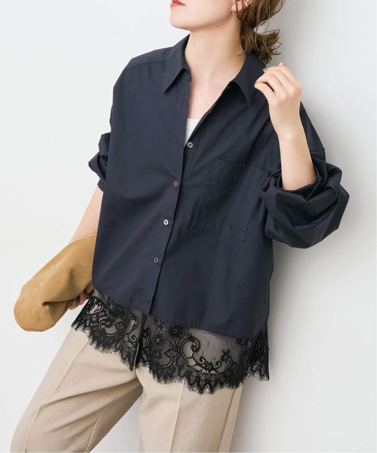 Spick & Span｜《手洗い可 / 追加》レースタイプライターシャツ