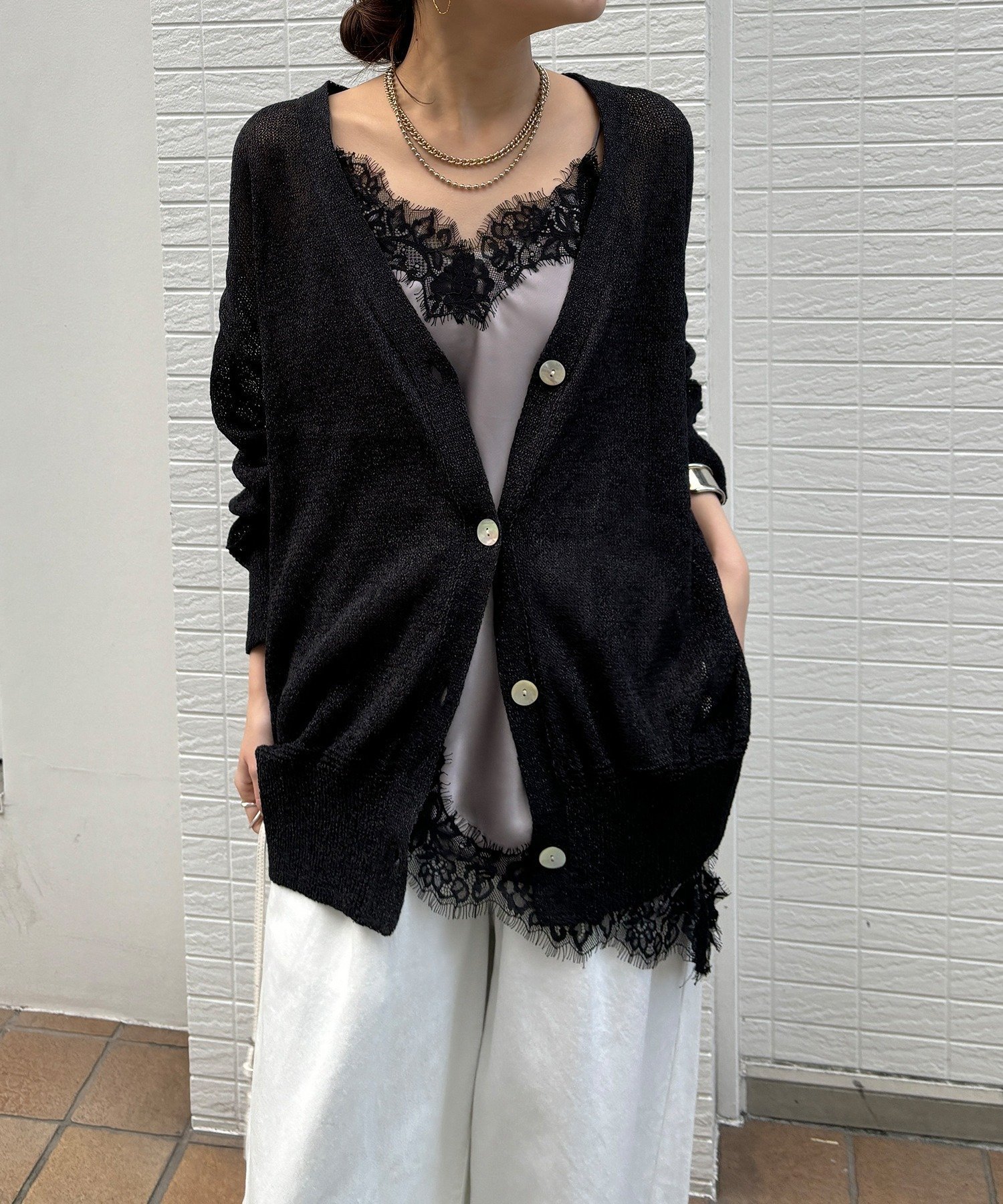 DOUDOU｜ショート丈アシメレースキャミ | Rakuten Fashion(楽天