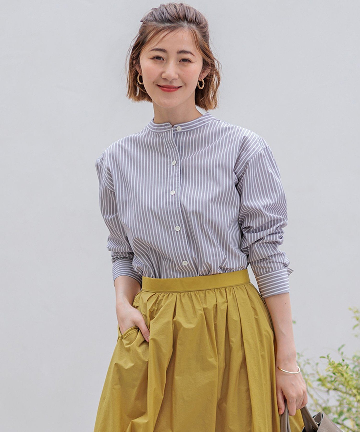 23区｜【洗える】CANCLINI バンドカラー シャツ | Rakuten Fashion