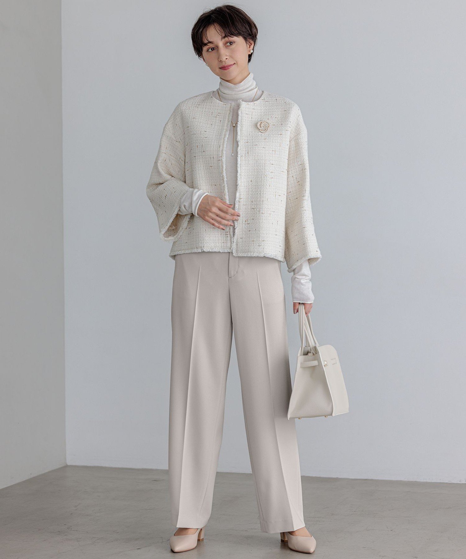 23区｜GIOLICA ノーカラー ツイード ジャケット | Rakuten Fashion