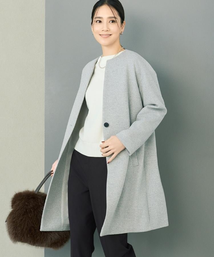 UNTITLED｜【ゆったり/軽やか】カシミヤ混ノーカラーコート | Rakuten