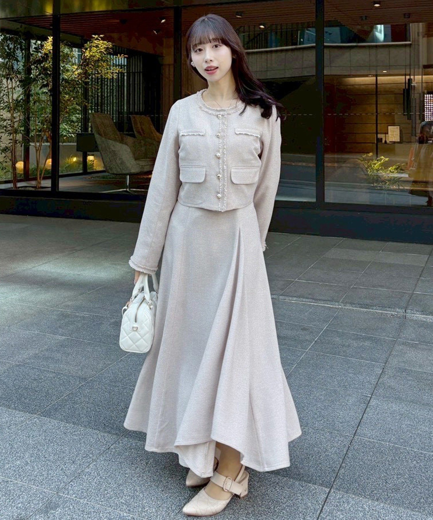 one after another NICE CLAUP｜【miyabi企画】フリルツイードキャミ