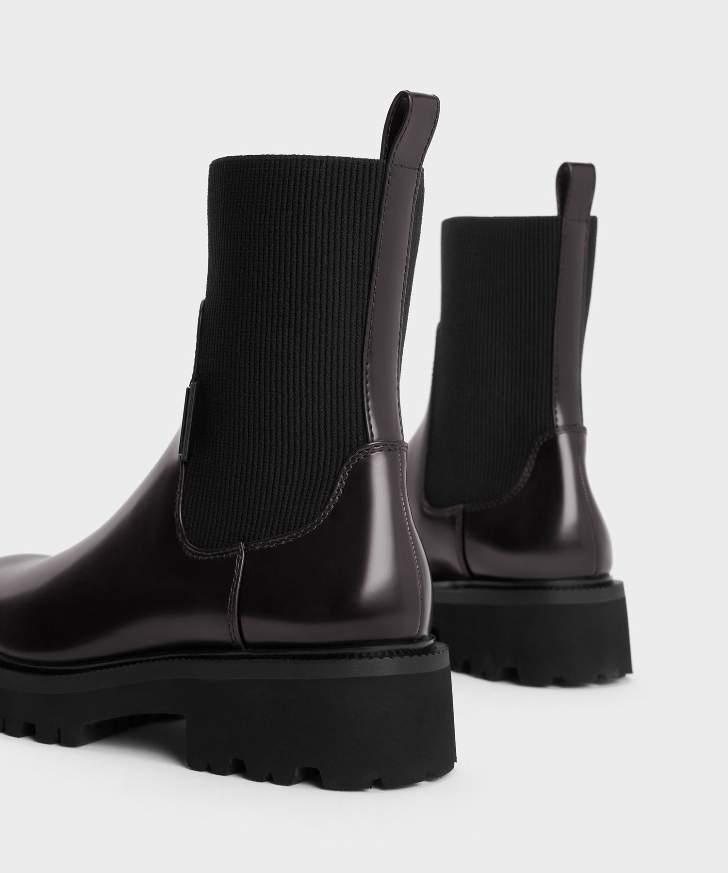 CHARLES & KEITH｜ニットソックス リッジッドソールチェルシーブーツ