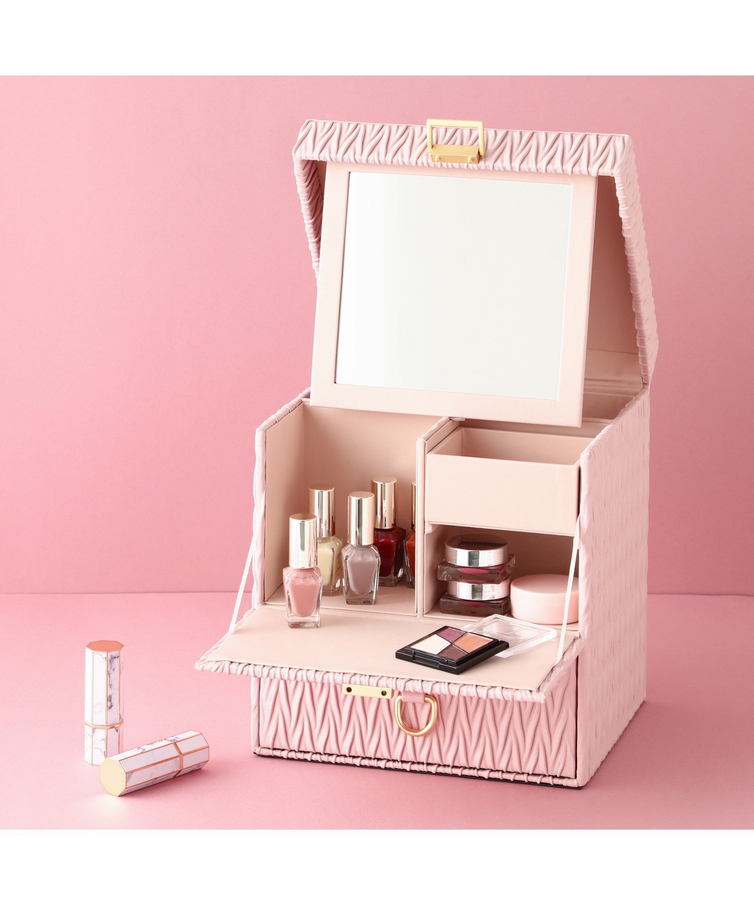 Francfranc｜エンボス コスメボックス ピンク | Rakuten Fashion(楽天