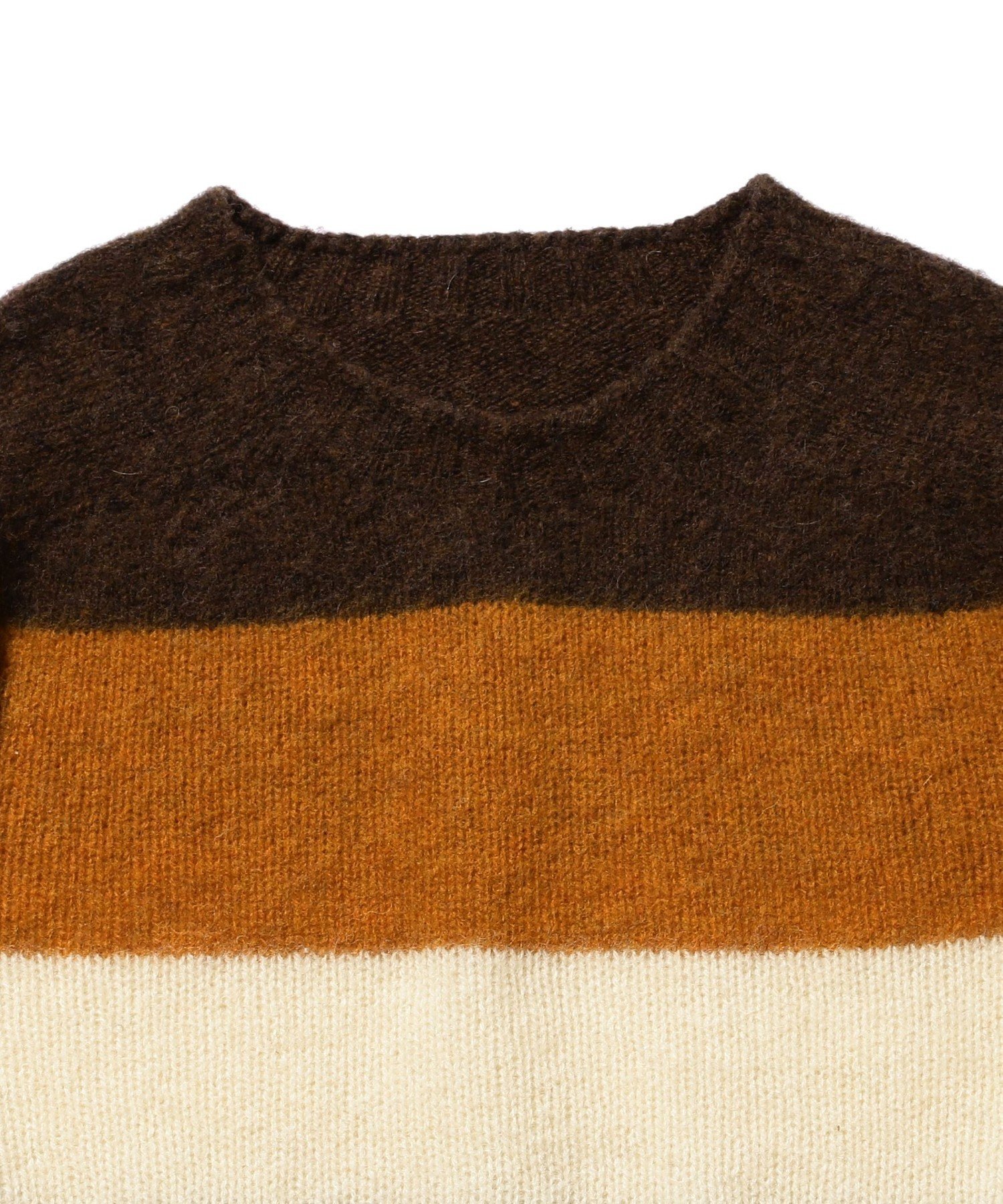 BEAMS MEN｜ BEAMS PLUS / ストライプクルーネック シャギーニット