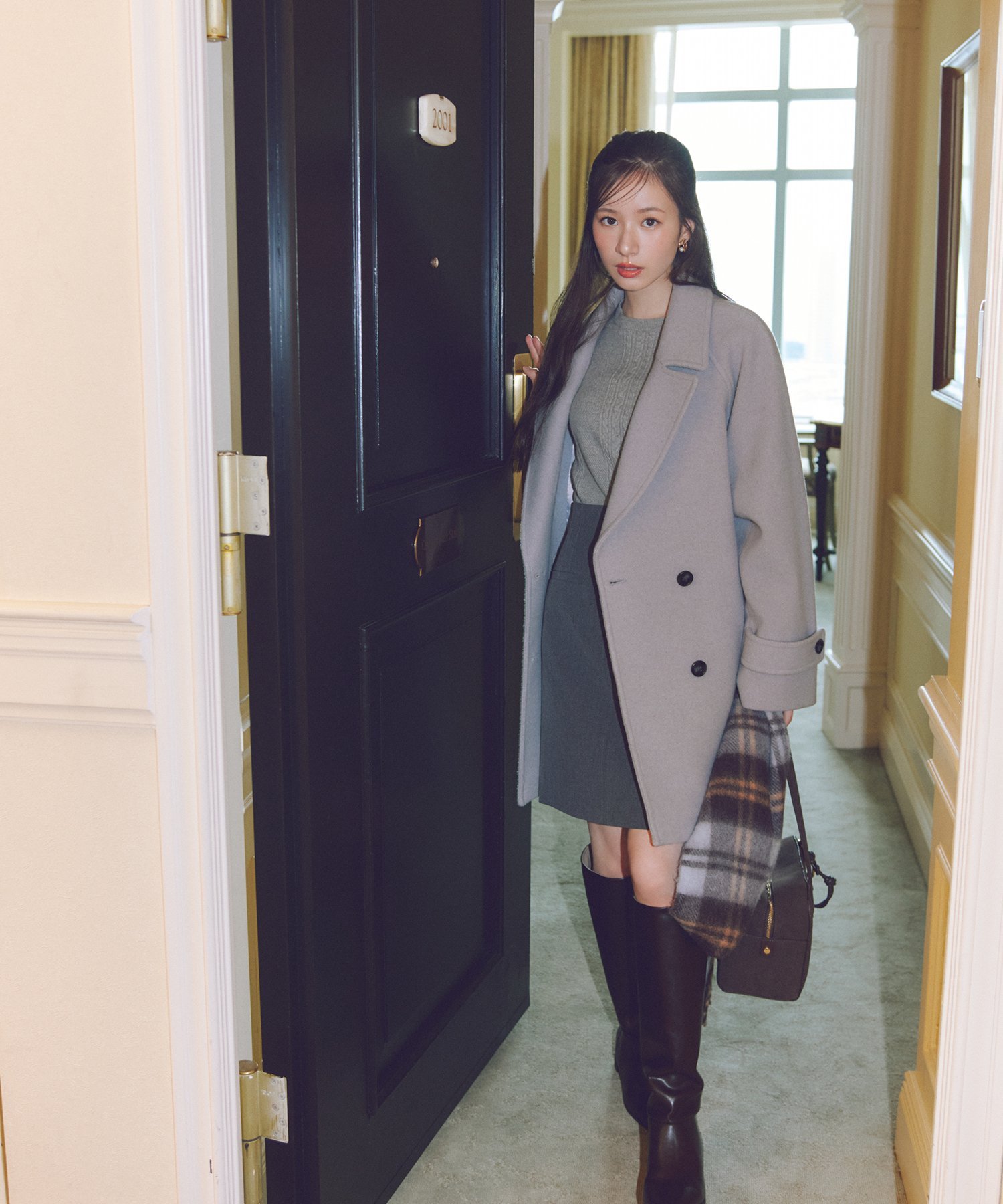 NATURAL BEAUTY BASIC｜ダブルブレストフォルムミドルコート | Rakuten