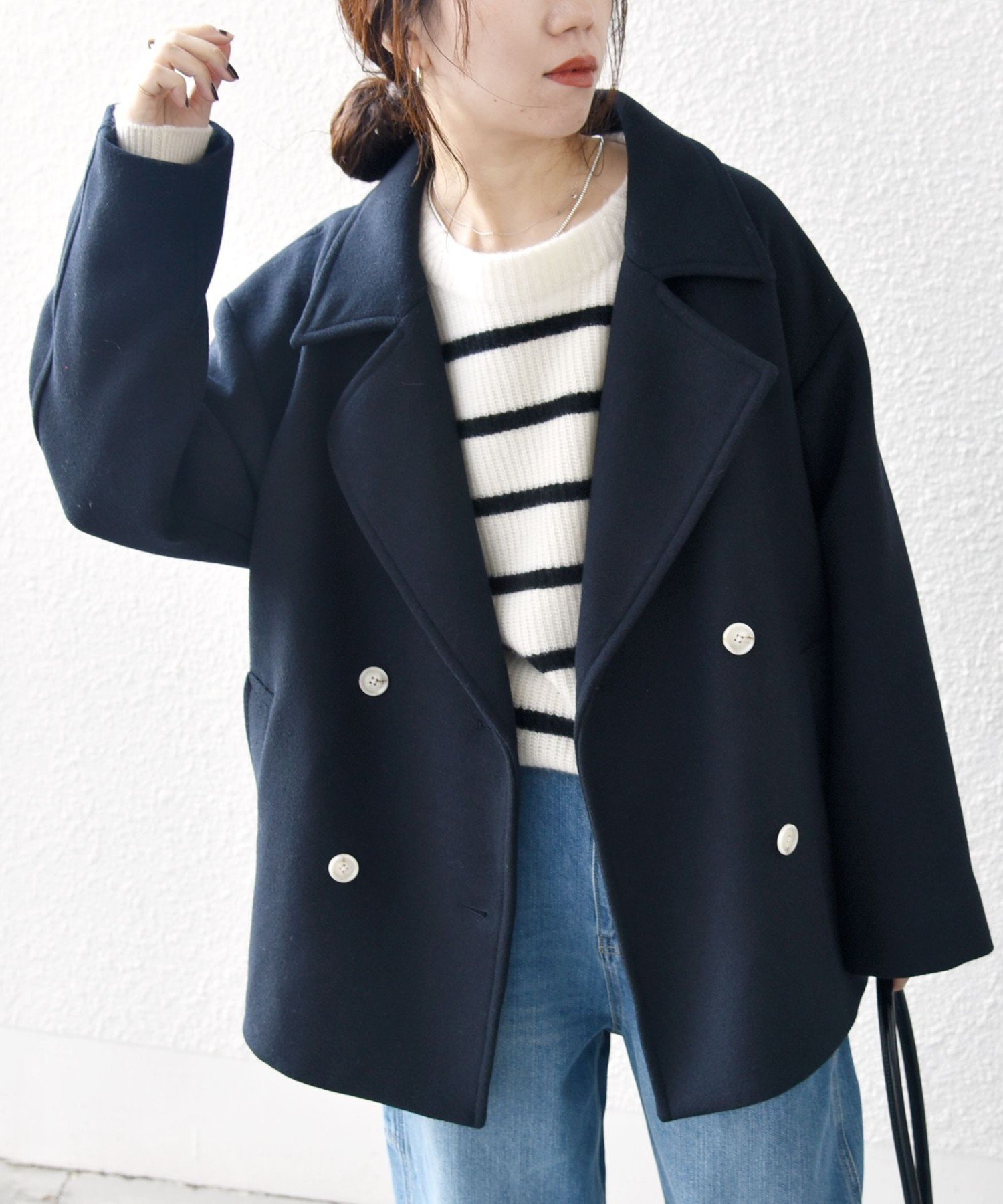 SHIPS｜SHIPS any: ウール ミックス コクーン ショート Pコート