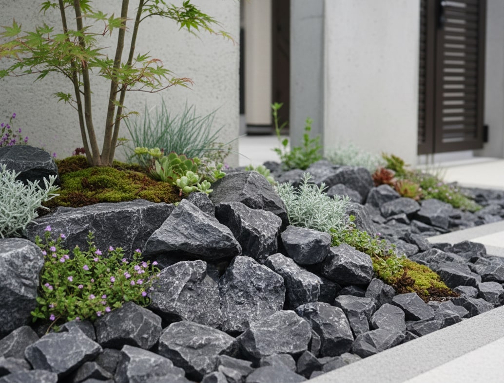 楽天市場】庭石 黒 割栗石 庭 ロックガーデン 石 クラッシュブラック