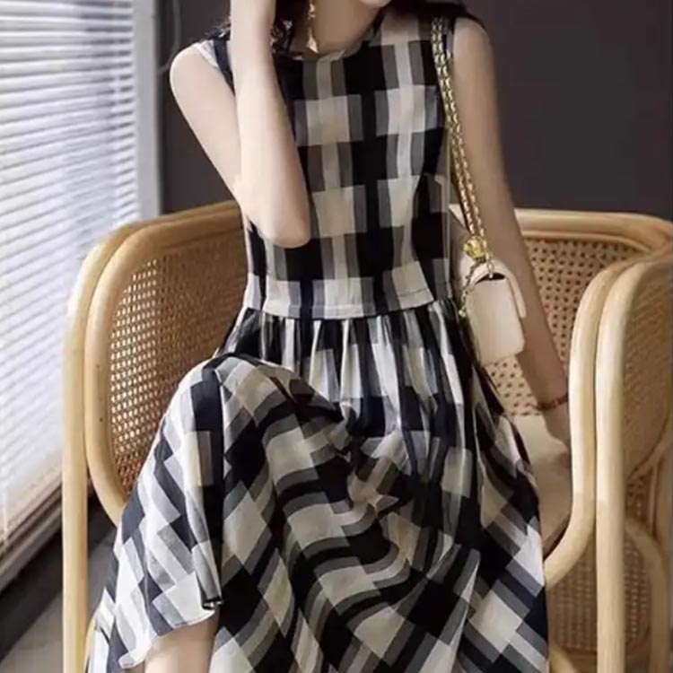 楽天市場】ノースリーブワンピース チェック柄 ワンピース レディース
