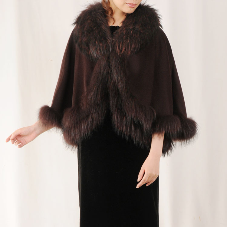 楽天市場】【10%offクーポン】カシミヤ ケープ ラクーン ファー