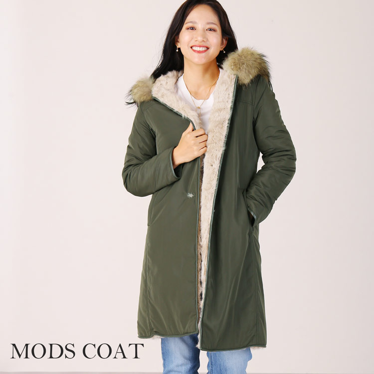 楽天市場】モッズコート レディース ファー付き（カラーカーキグリーン