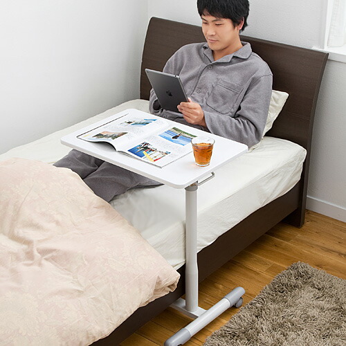 楽天市場】サイドテーブル キャスター 付き 高さ70〜84cm ガス圧昇降