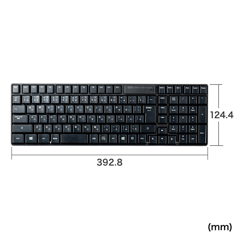 楽天市場】2.4GHz ワイヤレスキーボード テンキーあり メンブレン
