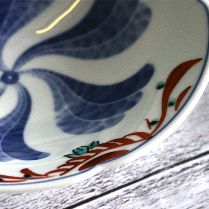 楽天市場】【アウトレット】呉須赤絵 染付 花型 高台 平鉢 14.2cm