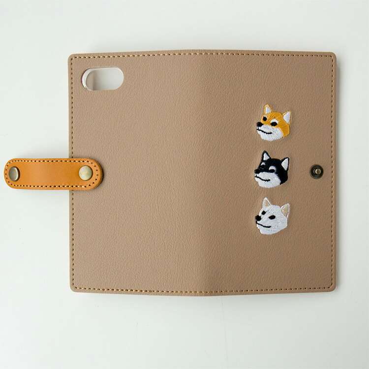 楽天市場】スマホケース手帳型 全機種対応 【 刺繍 柴犬 】 刺繍 本革