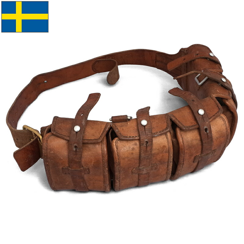 楽天市場】スウェーデン軍 レザーアンモベルト USED レザーバンダリア