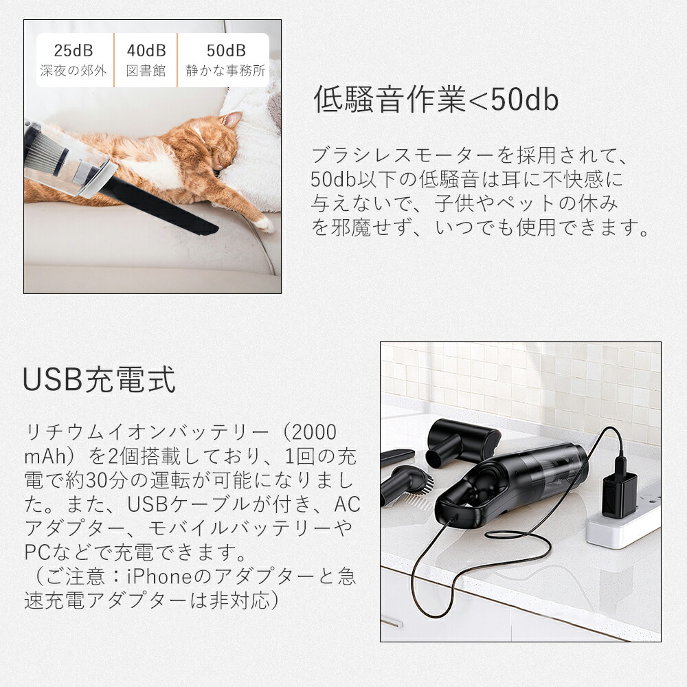 楽天市場】☆楽天1位☆ ハンディクリーナー コードレス 13000pa強力